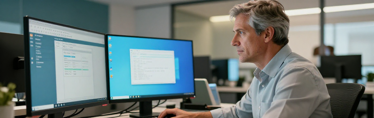 Nurse working with Word formatting on a computer screen