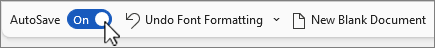 The AutoSave toggle switch on the Quick Access Toolbar in Microsoft Word