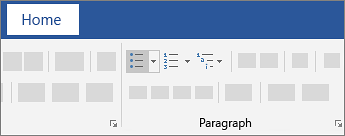 Bullets and Numbering buttons on the Home tab for creating lists