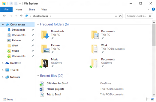Quick Access panel in Windows 11 File Explorer showing pinned and recent folders