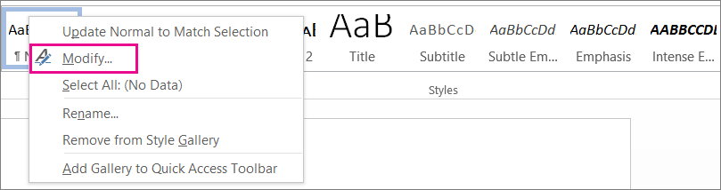Right-click context menu in Word showing Update Field option for Table of Contents